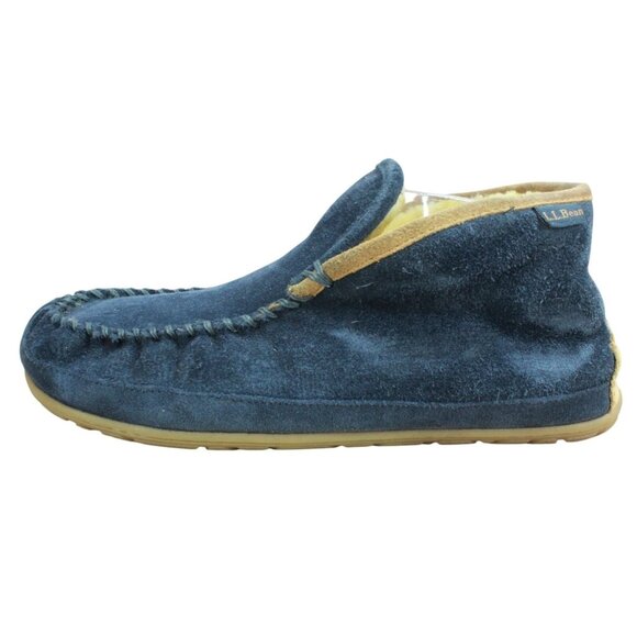 LL Bean Wicked Good Slippers Boot Moc Carbon Navy Saddle Size 9 M - Picture 1 of 9